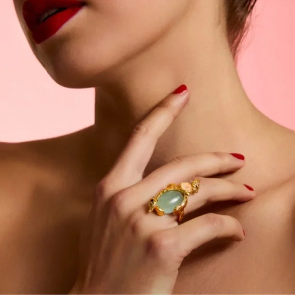 ALEXIS BITTAR Golden Pebble Cake Ring NEW Size 8 - Picture 5 of 8